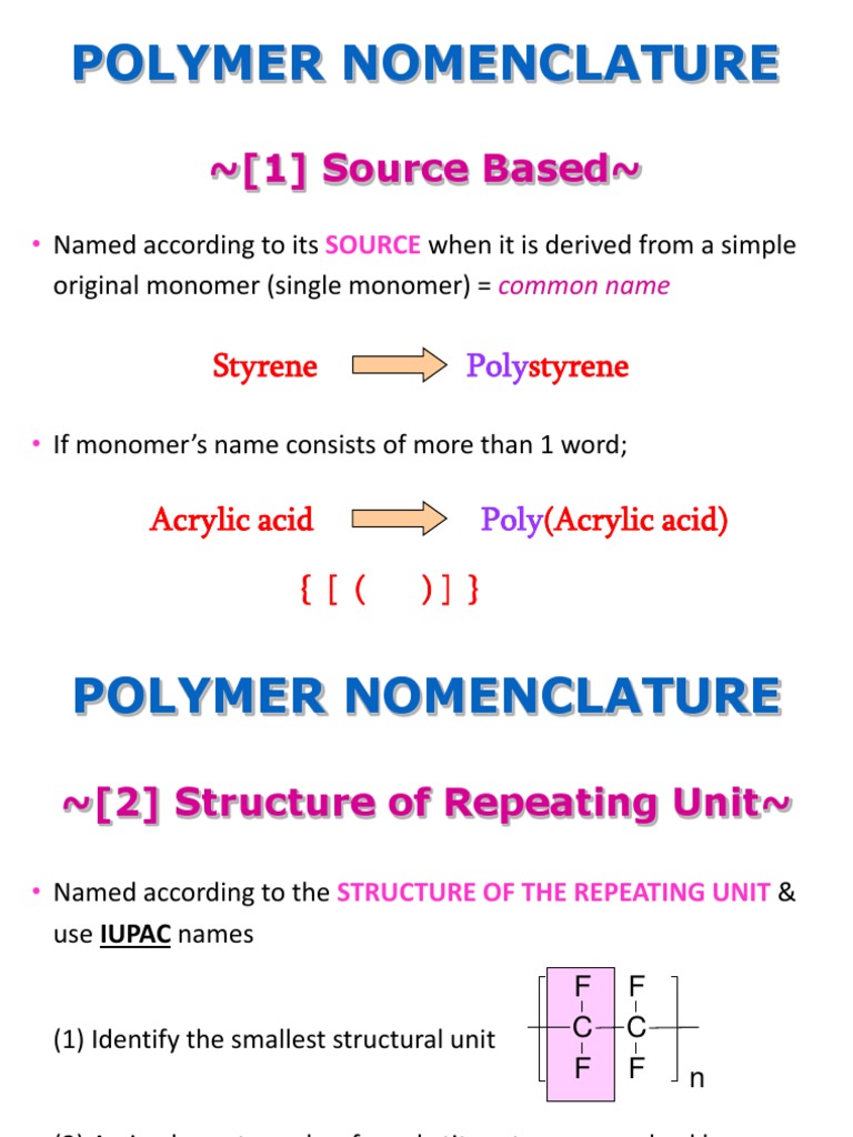 Polymer Nomenclature Guide | PDF | Copolymer | Polymers
