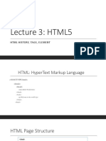 Lecture 3: HTML5: HTML History, Tags, Element