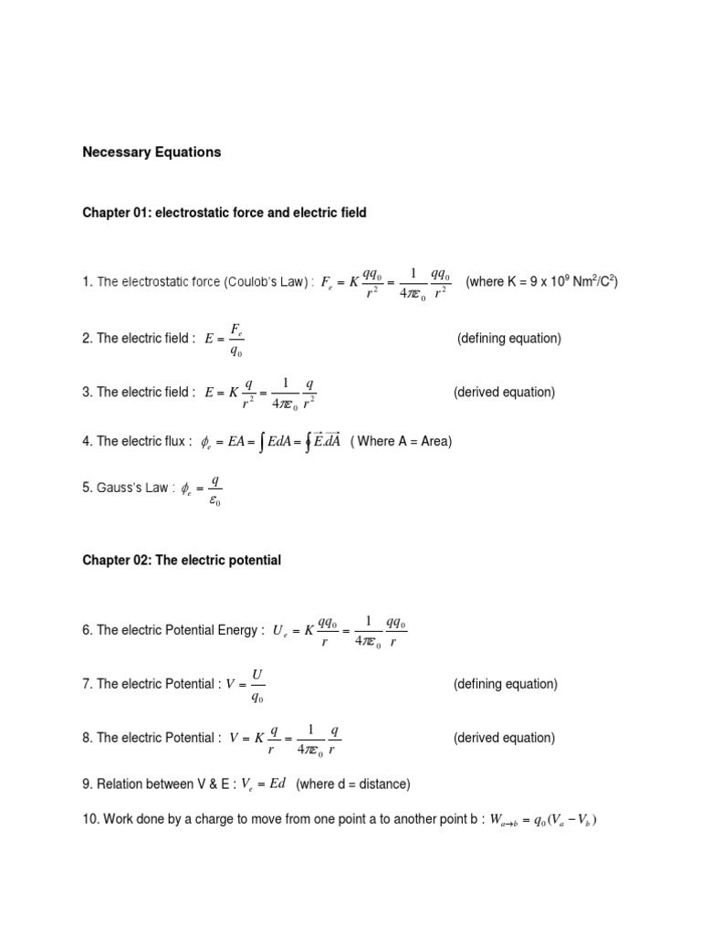Necessary Equations-23  Capacitor  Electric Field Throughout Bill Nye Magnetism Worksheet Answers
