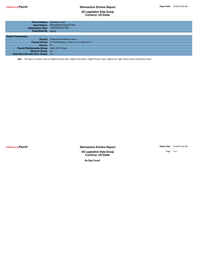 Retroactive Entries Report PDF | PDF