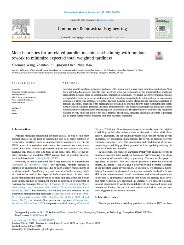 Computers & Industrial Engineering 145 (2020) 106505 PDF