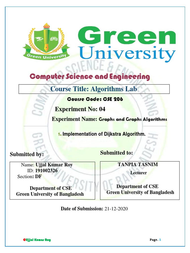 Computer Science and Engineering: Course Title: Algorithms Lab | PDF ...