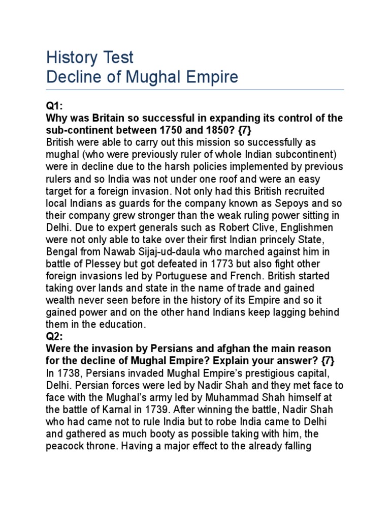 Decline Of Mughal Empire Pdf : DECLINE AND DISINTEGRATION OF THE MUGHAL ...