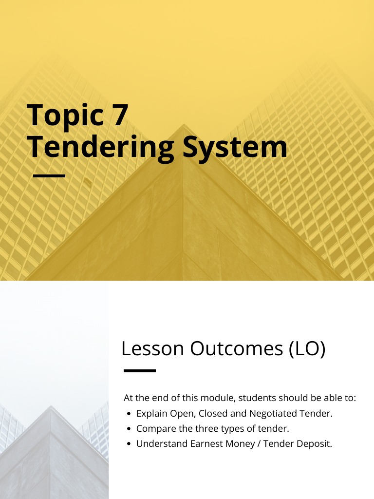Topic 7 Tendering System | PDF | Specification (Technical Standard) | Money