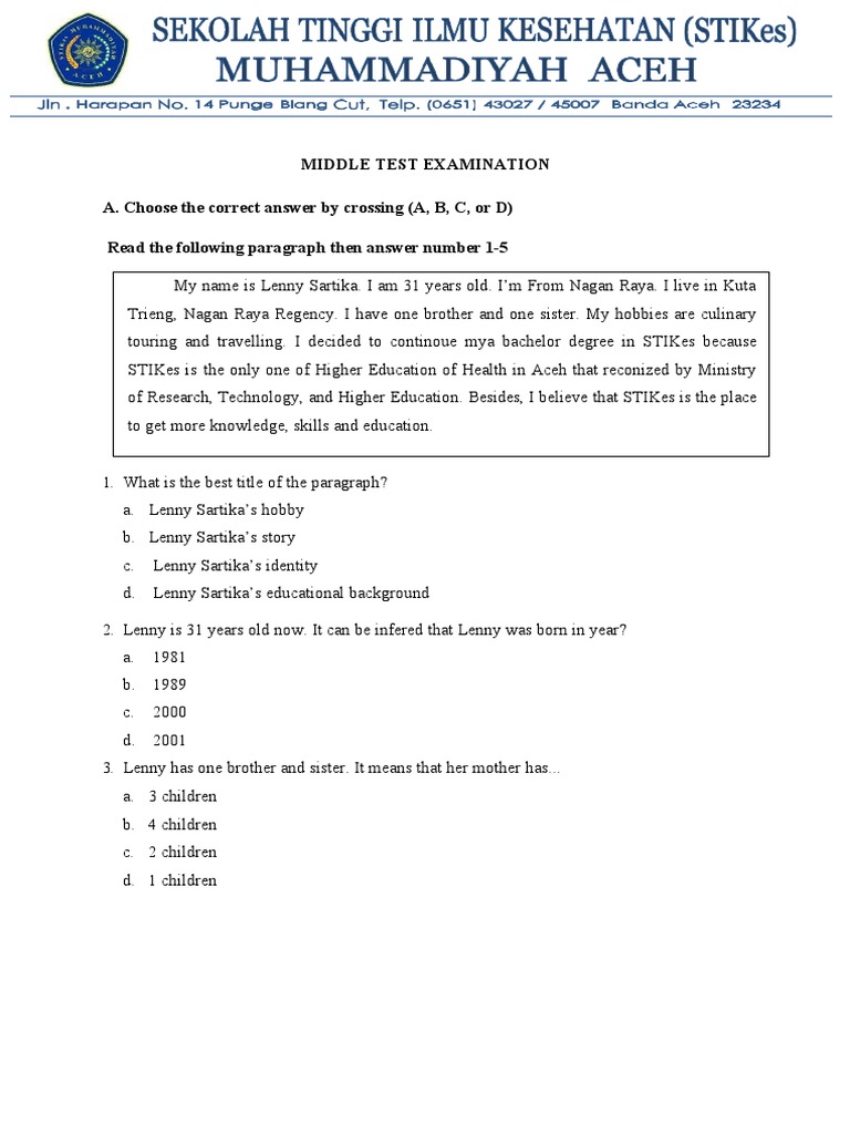 UTS Past Exams and Practice Questions | PDF | Paramedic | Patient