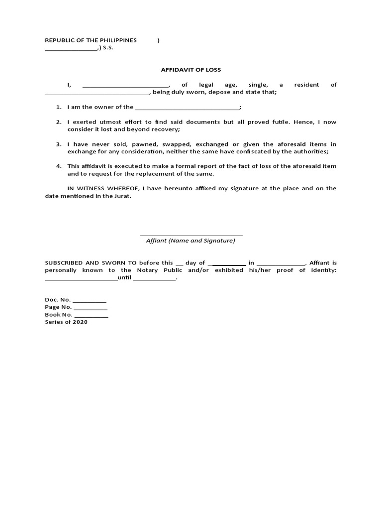 Affidavit of Non Filing of Tax PDF