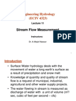 Engineering Hydrology (ECIV 4323) : Stream Flow Measurement
