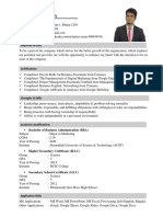 CV of MD Imtiajul Islam
