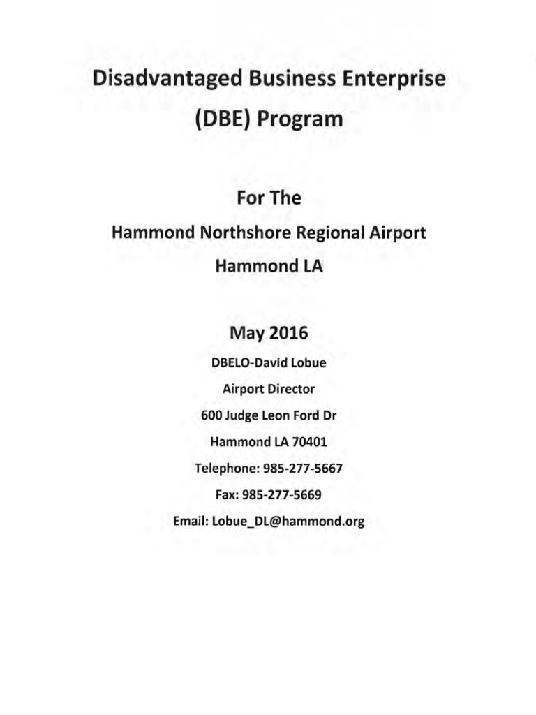 2016-Airport-DBE-Program LA DOTD PDF | PDF | General Contractor | Government