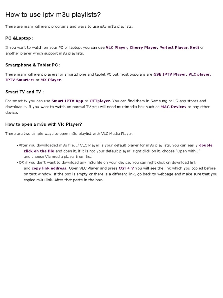 How To Use Iptv M3u Playlists, PDF, Mobile App