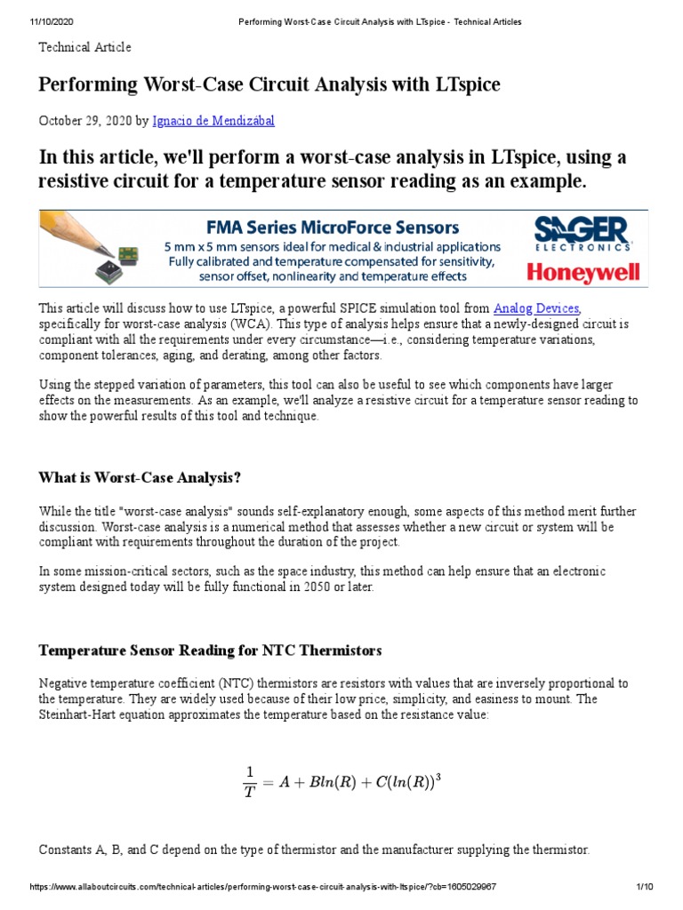 Performing WorstCase Circuit Analysis With LTspice Technical