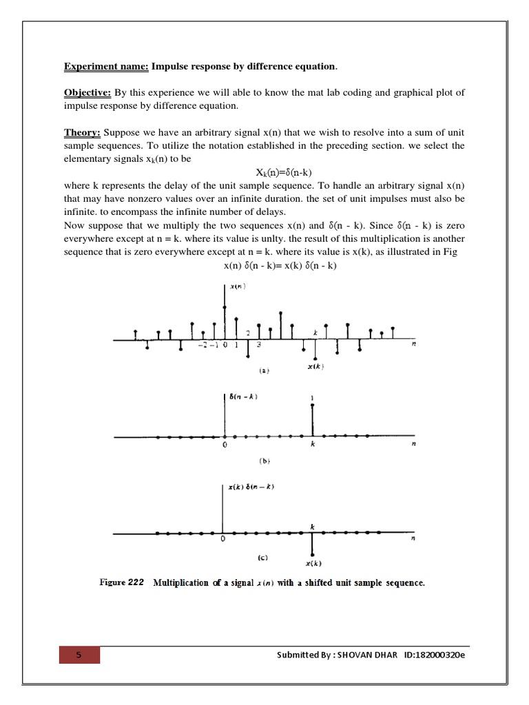 Experiment Name: Impulse Response by Difference Equation | PDF