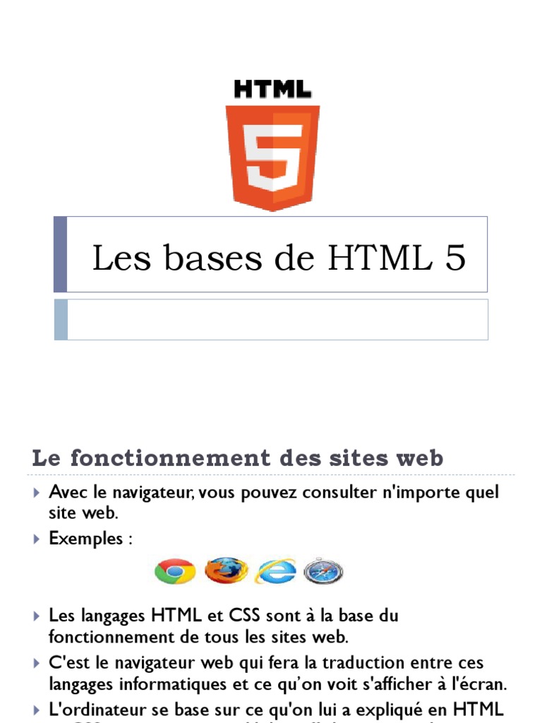 Chapitre 2 HTML5 Version 0 PDF | PDF | Langage de balisage | Html