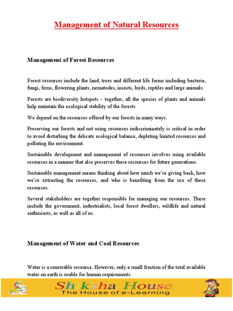 16 Management of Natural Resources | PDF | Resource | Sustainability