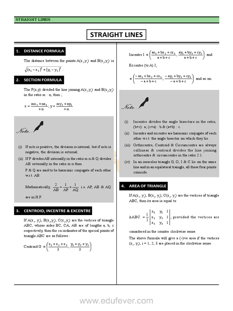 Chapter 10 - Straight Lines Revision Notes | PDF | Triangle | Line ...