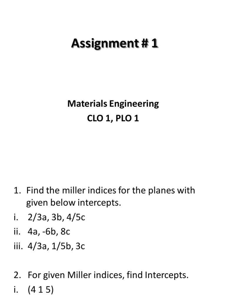 Assignment # 1: Materials Engineering Clo 1, Plo 1 | PDF | Computers