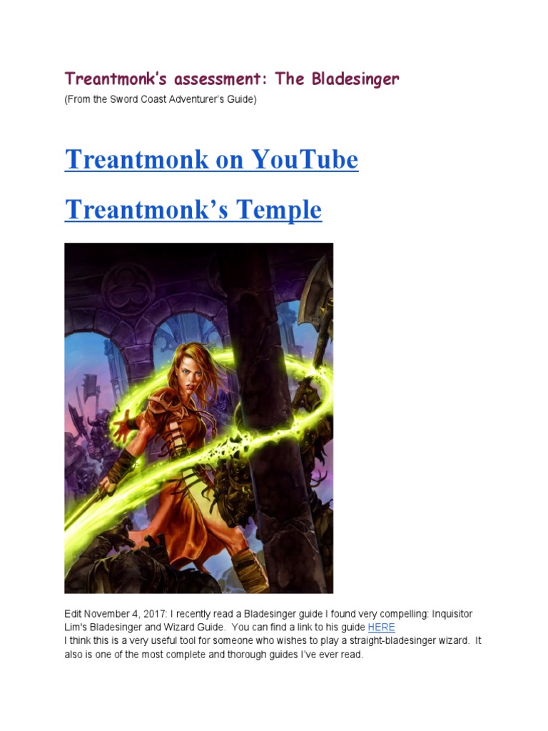Treantmonk's Assessment The Bladesinger PDF Elf (Dungeons & Dragons