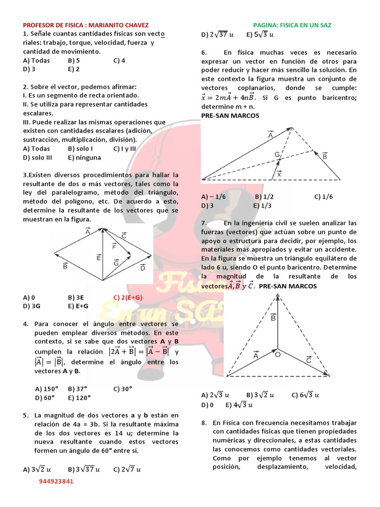 Baricentro y Vectores en Física | PDF | Vector Euclidiano | Triángulo