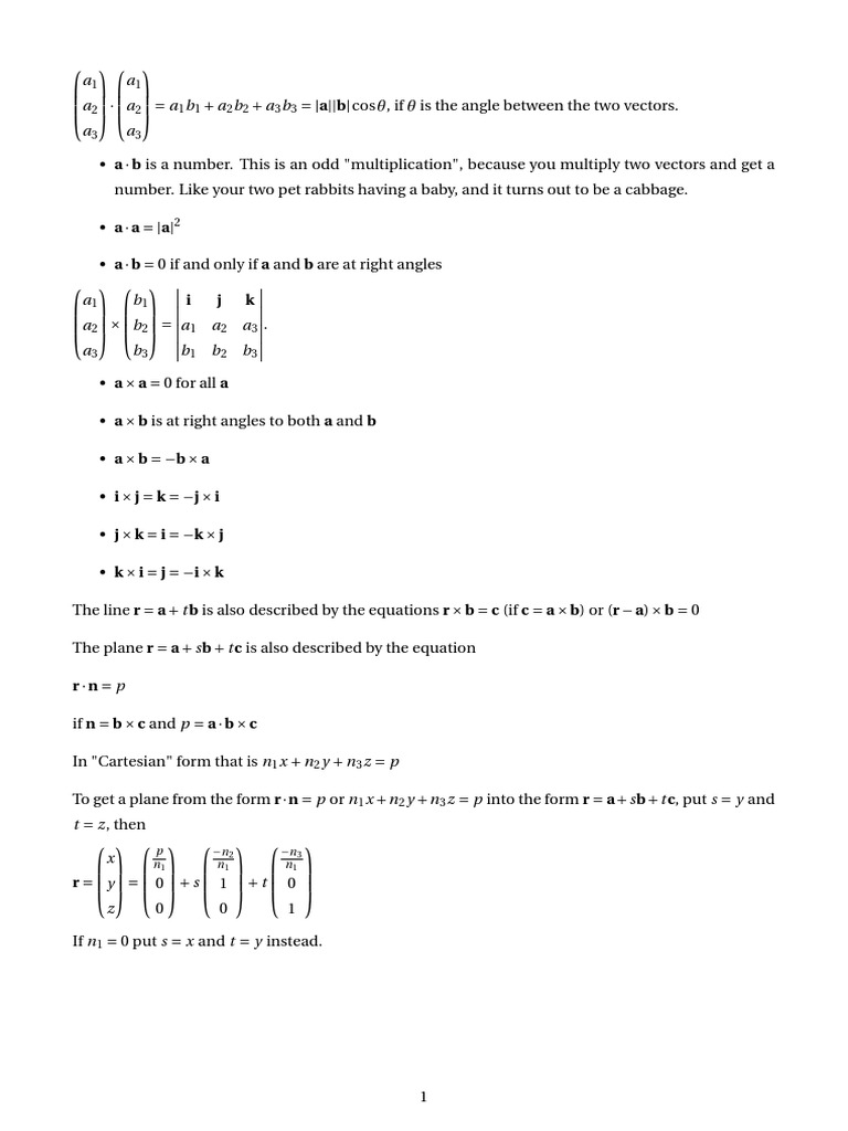 Vector Operations and Geometry | PDF