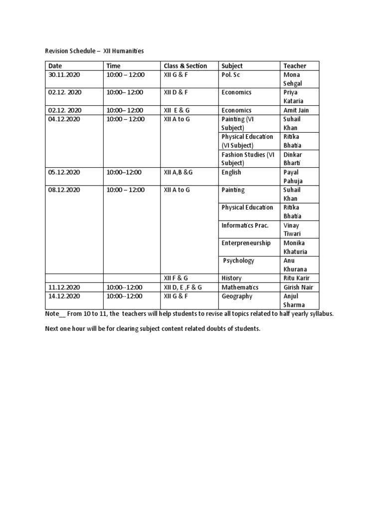 Date Time Class & Section Subject Teacher PDF Academia Science