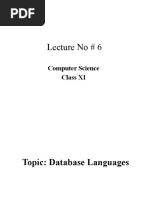 Lecture No # 6: Computer Science Class XI