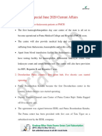 Bihar Special June 2020 Current Affairs: 1. Day Care Centre For Thalassemia Patients at PMCH