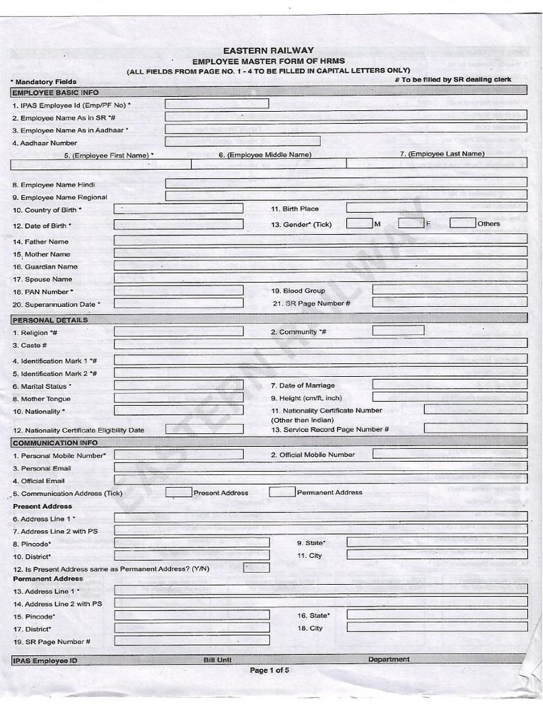 HRMS Form PDF PDF