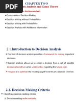 Decision Analysis and Game Theory: Chapter Two