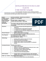 Sample Lesson Plan For July15 To July 31, 2019 Class Vii Vision of The Chapter-On Equality