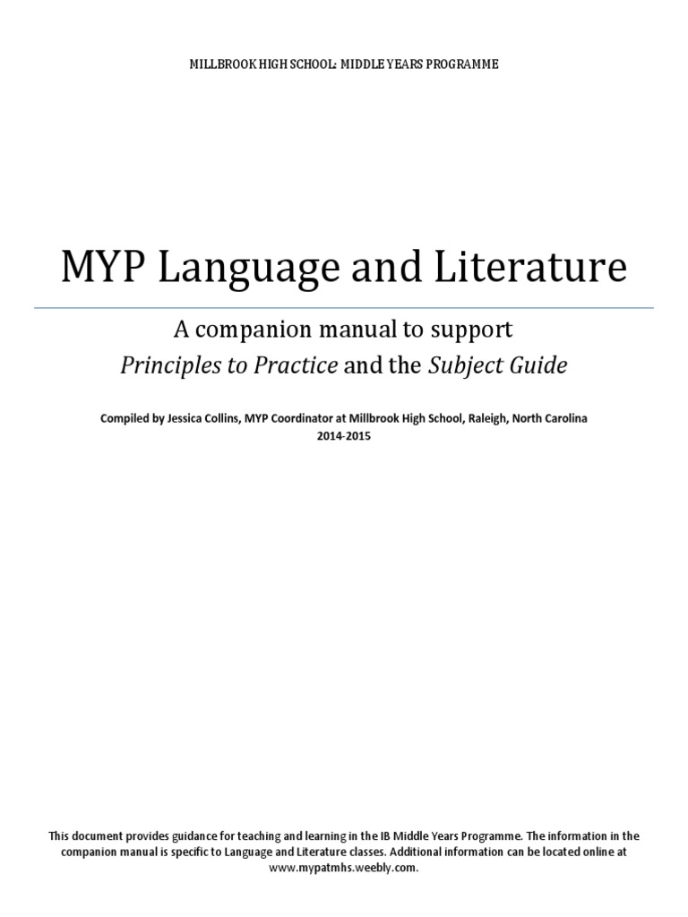 MYP Language and Literature: A Companion Manual To Support | PDF ...