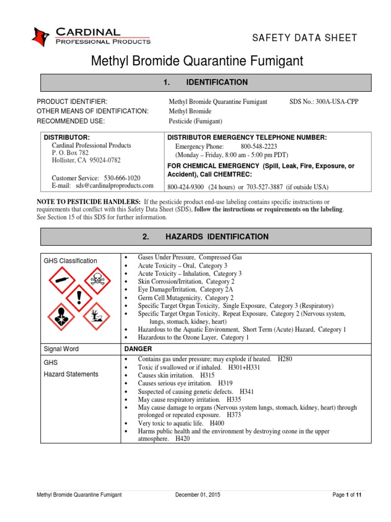 Methyl+Bromide+Quarantine+Fumigant+SDS+300A USA CPP+12!01!2015 | PDF ...