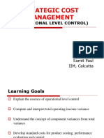 Strategic Cost Management: (Operational Level Control)