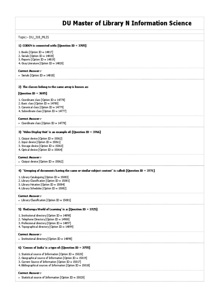 CODEN and Library Science Concepts | PDF | Search Engine Indexing ...