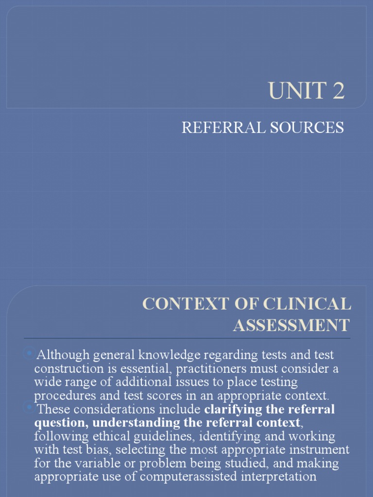 Understanding Clinical Referral Sources | PDF | Psychiatry | Insanity ...