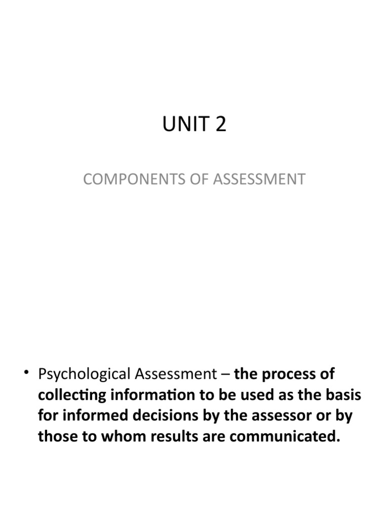 Unit 2: Components of Assessment | PDF | Sensitivity And Specificity ...