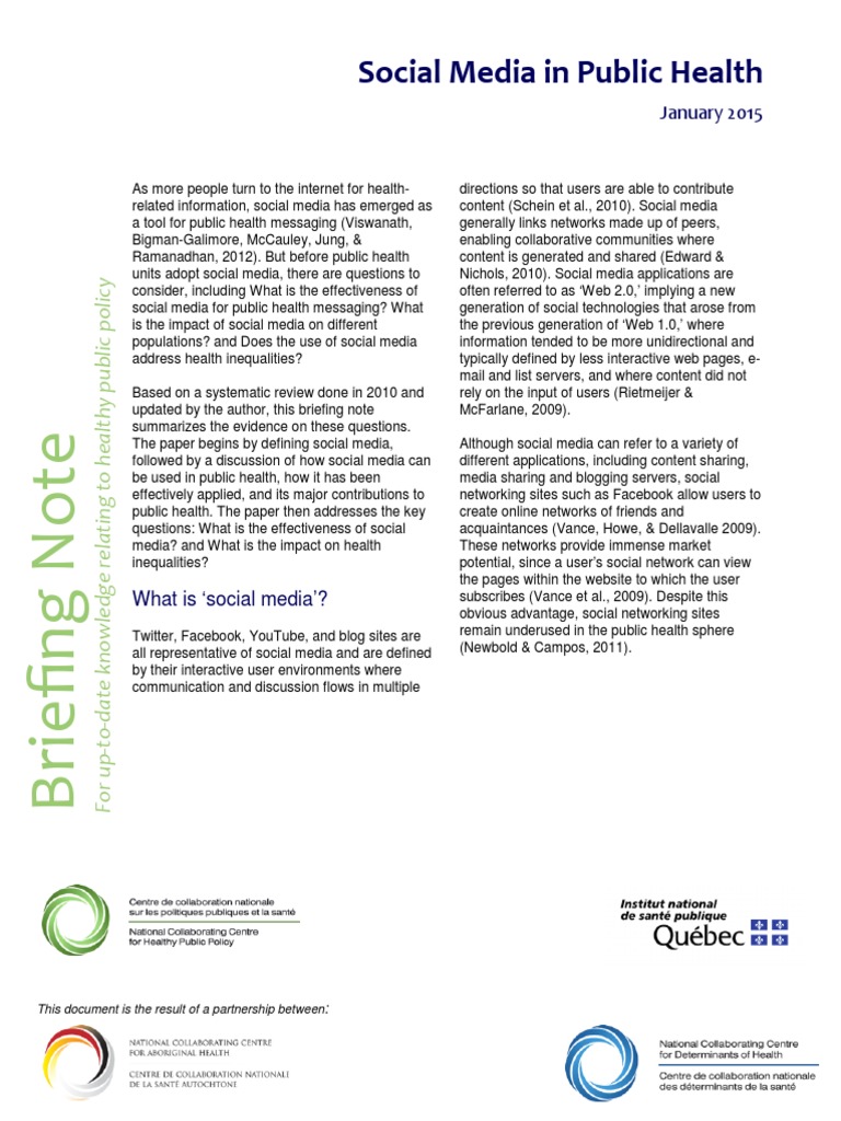 Social Media's Role in Public Health | PDF | Social Media | Popular ...