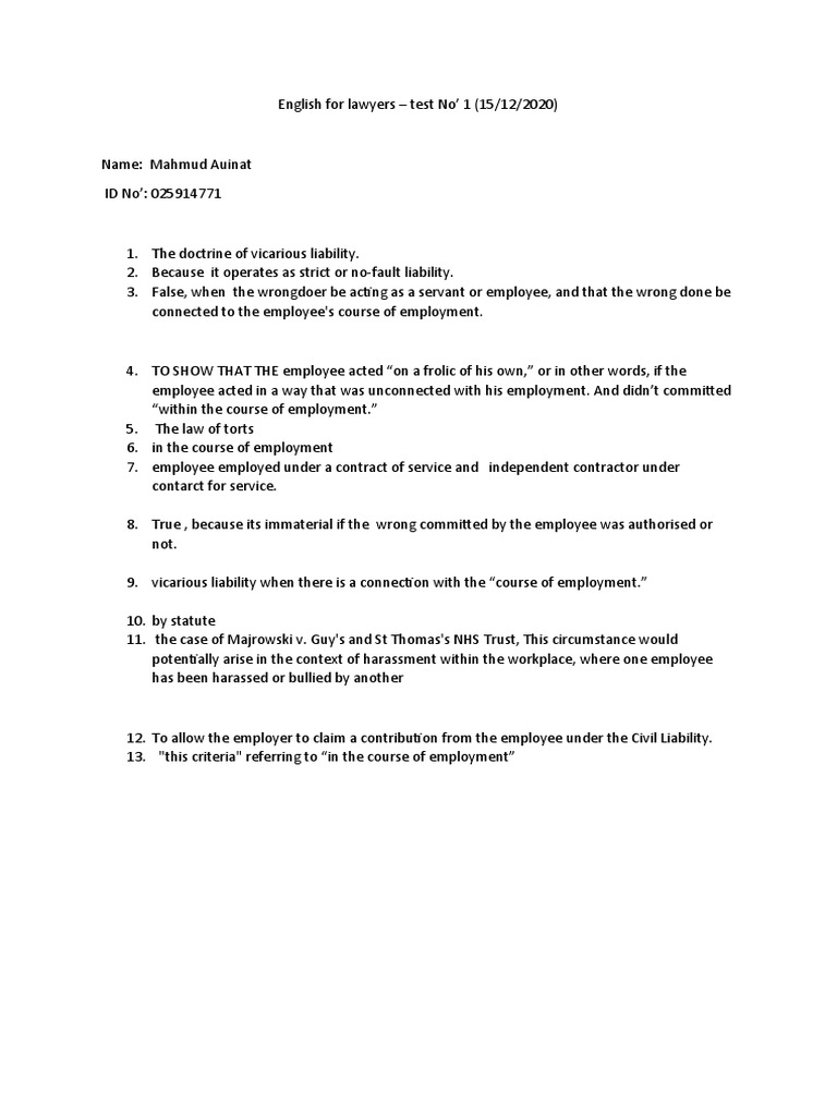 English For LawyersExam PDF