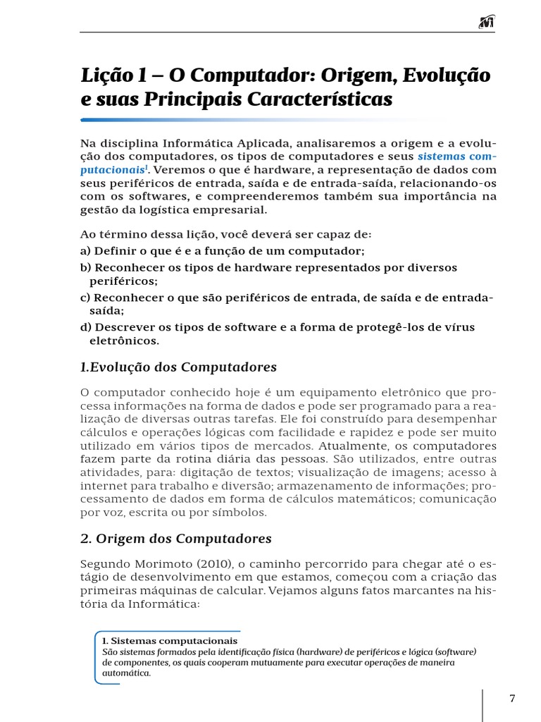 Origem e Evolução dos Computadores | PDF | Hardware de computador | PCs ...