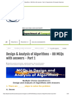 Design Analysis of Algorithms 88 MCQs With Answers Part 1 Department of Computer Engineers PDF