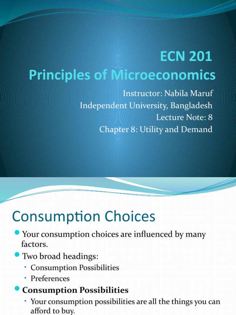 Utility and Demand in Consumption Choices | PDF | Utility | Marginal ...
