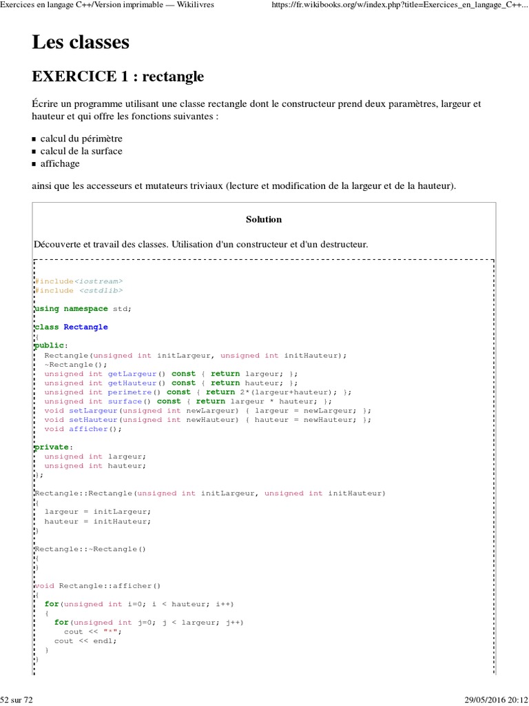 Exercices de classes en C++ | PDF | Pointeur (programmation) | C