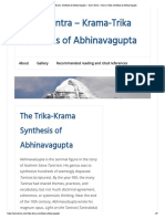 The Trika-Krama Synthesis of Abhinavagupta – Saiva Tantra – Krama-Trika synthesis of Abhinavagupta