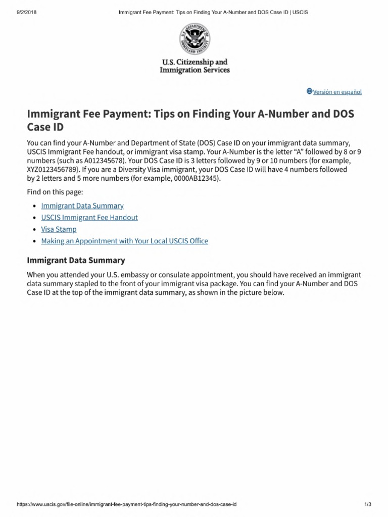 Immigrant Fee Payment Tips On Finding Your ANumber and DOS Case ID