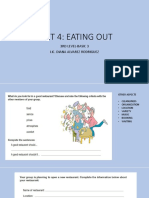 Unit 4: Eating Out: 3Rd Level-Basic 3 Lic. Diana Alvarez Rodriguez