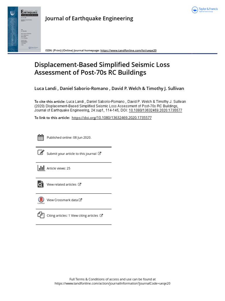 Displacement Based Simplified Seismic Loss Assessment of Post 70s RC ...