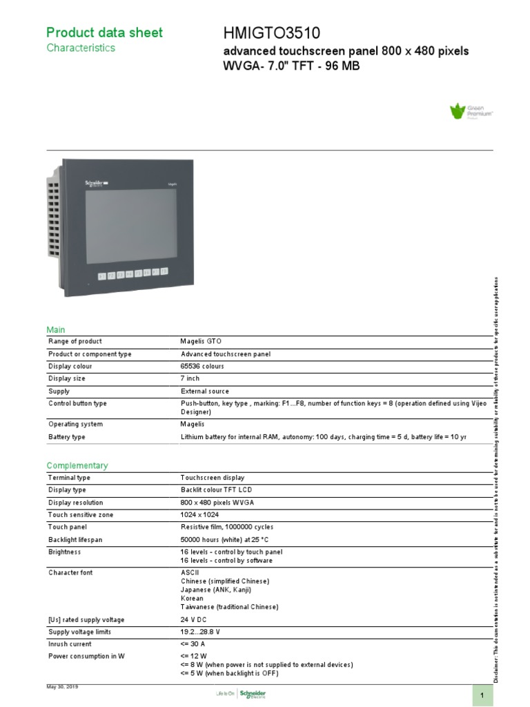 Écran Tactile Schneider HMIGTO3510 - Neuf En Boîte Scellée, Livraison Gratuite