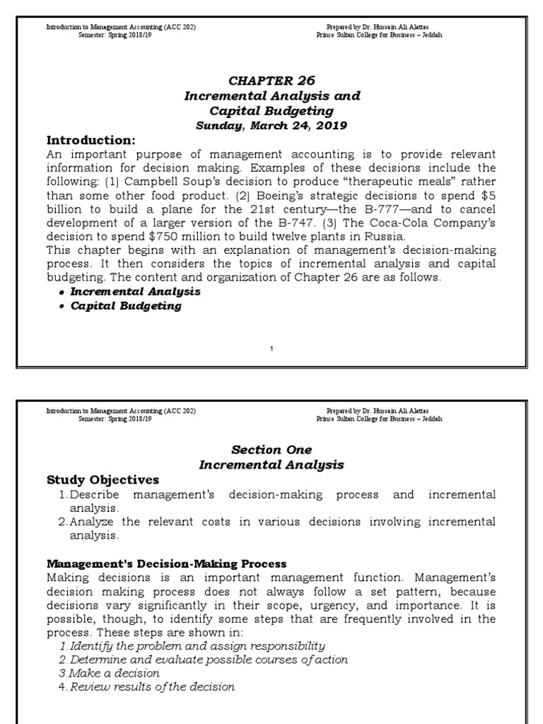 Incremental Analysis in Management Accounting | PDF | Book Value ...