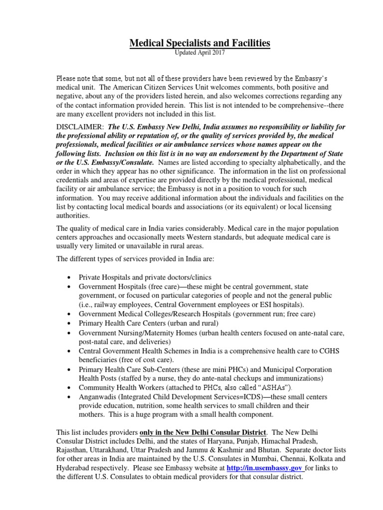 A Guide to Medical Specialists, Facilities, and Services in the New