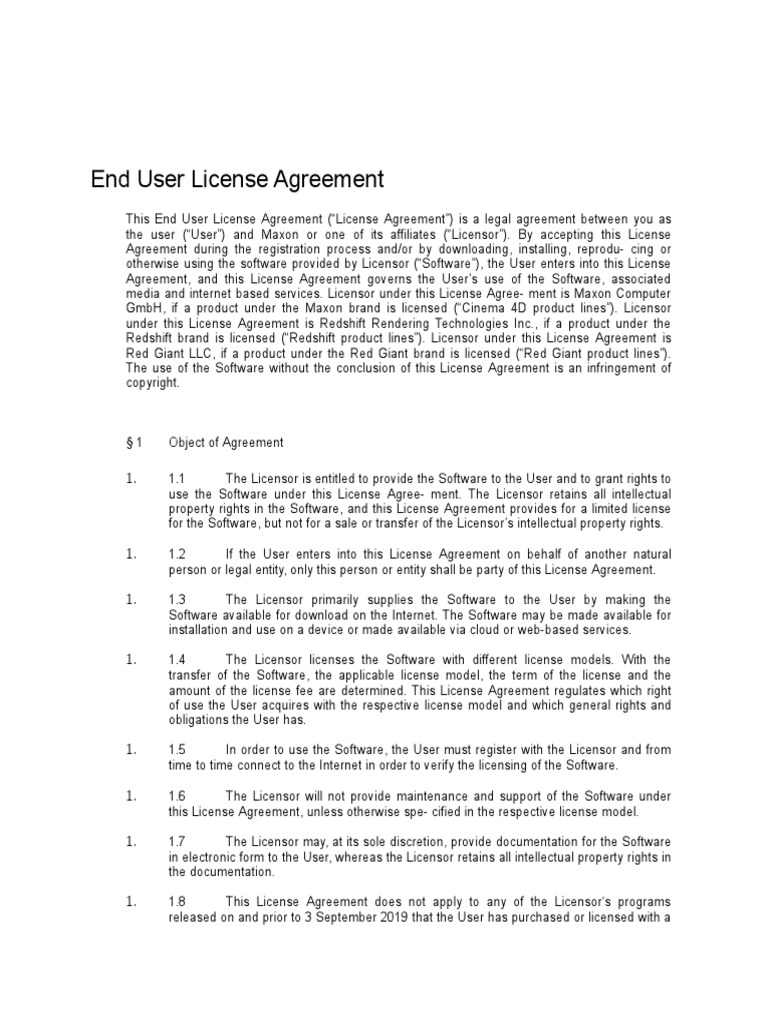 End User License Agreement | PDF