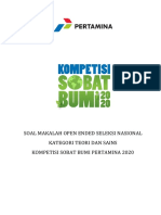 Soal Makalah Open Ended Seleksi Nasional Kompetisi Sobat Bumi Kategori Teori Sains 2020 PDF